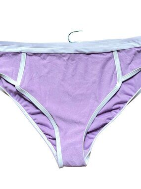 Kona Sol bikini bottoms pastel purple terry cloth knit white trim plus size 1X